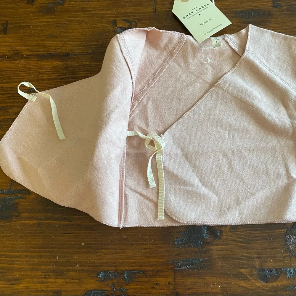 NWT Gray Label Crossover Top Tie Enclosure In VTG‎ Pink Baby Cardigan 1-3 Months